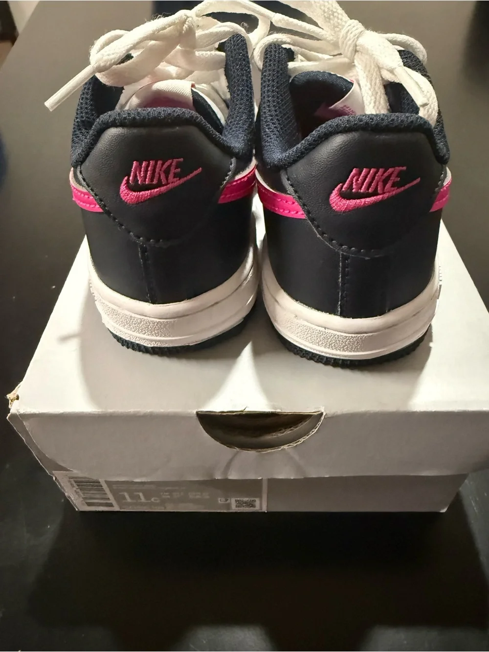 Nike Kids White Sneakers with Pink Swoosh